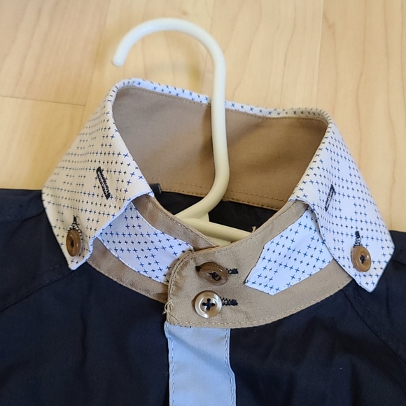 Men Navy Blue Button Down Long sleeves 100% Cotton Dress Shirt  Size S - Picture 5 of 7